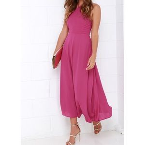 Magenta Halter Midi Dress